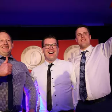 Celebrations: Business of the Year Award to Christian Rowe, Luke Ranger and Matt Asgil of Christian's Premium Meats. Photo: Greg Ellis.